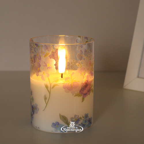 Светодиодная свеча с имитацией пламени Mone Locarno в стакане 10 см Peha
