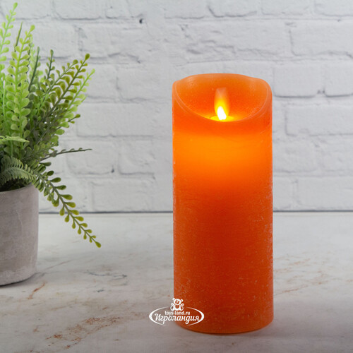Светодиодная свеча с имитацией пламени Линдис 18 см, оранжевая, батарейка Peha