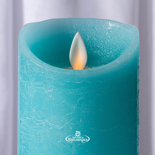 Светодиодная свеча с имитацией пламени Линдис 12.5 см, голубая восковая, батарейка Peha