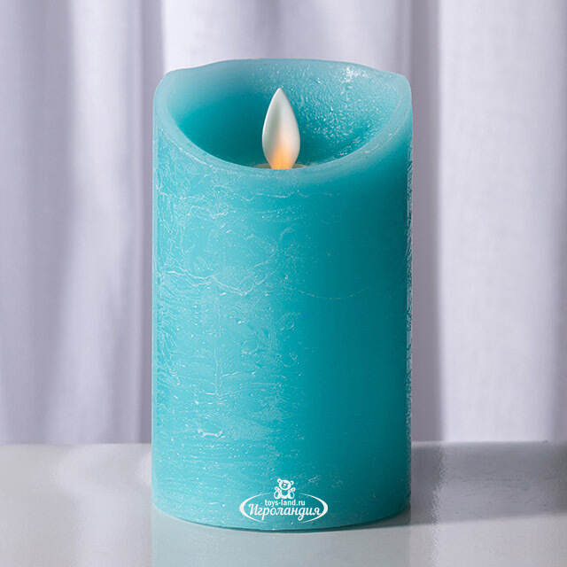 Светодиодная свеча с имитацией пламени Линдис 12.5 см, голубая восковая, батарейка Peha
