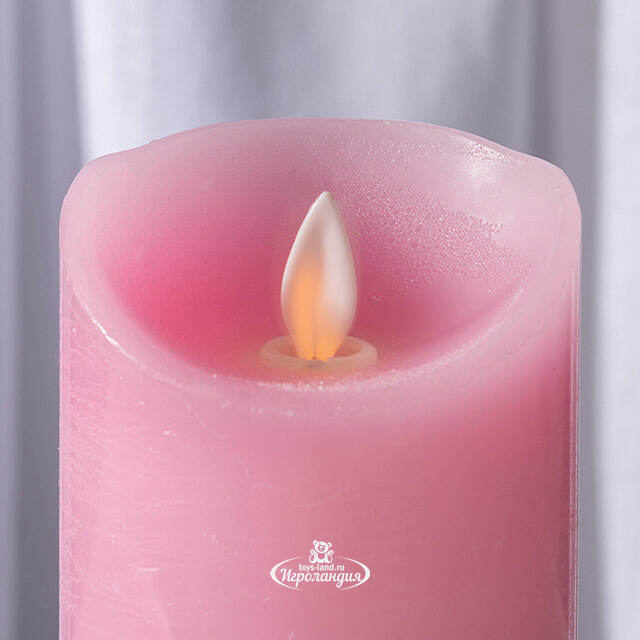 Светодиодная свеча с имитацией пламени 10 см, розовая восковая, батарейка Peha