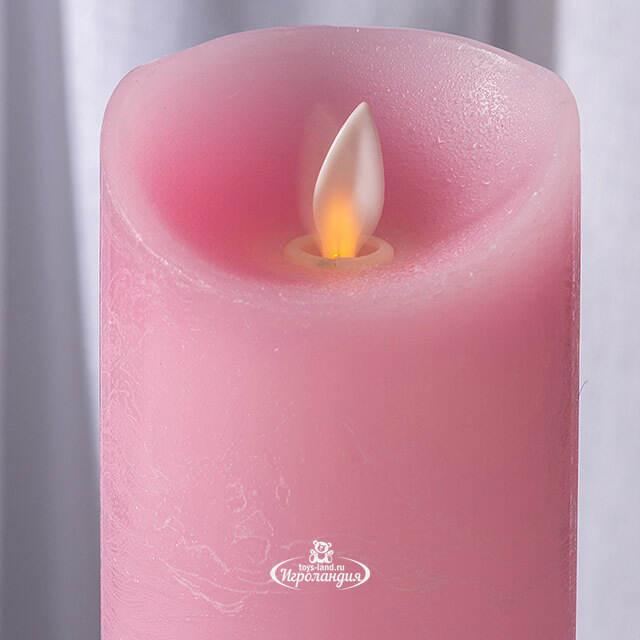 Светодиодная свеча с имитацией пламени 12.5 см, розовая восковая, батарейка Peha