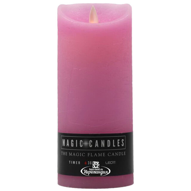 Светодиодная свеча с имитацией пламени 18 см, розовая восковая, батарейка Peha