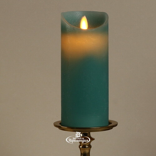 Светодиодная свеча с имитацией пламени 18 см, мятная восковая, батарейка Peha