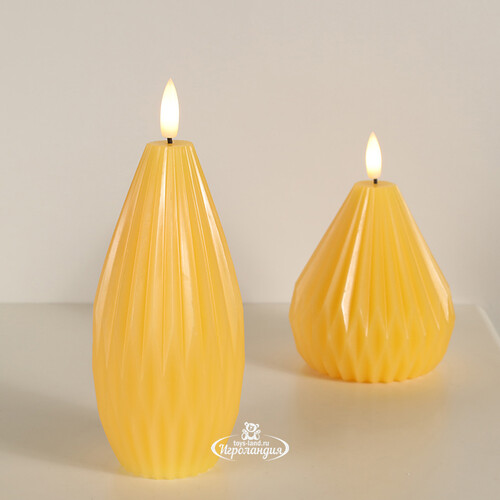 Светодиодная свеча с имитацией пламени Грацио 15 см желтая, на батарейках Peha