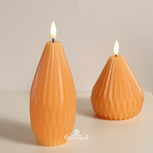 Светодиодная свеча с имитацией пламени Грацио 15 см оранжевая, на батарейках Peha