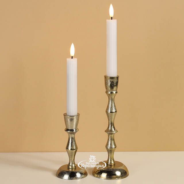 Столовая светодиодная свеча с имитацией пламени Грацио 15 см 2 шт белая, на батарейках, таймер Peha