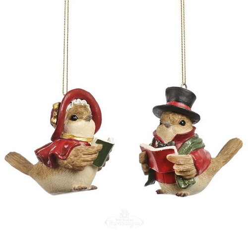 Набор елочных игрушек Рождественские Воробушки-Малютки 9 см, 2 шт, подвеска Goodwill