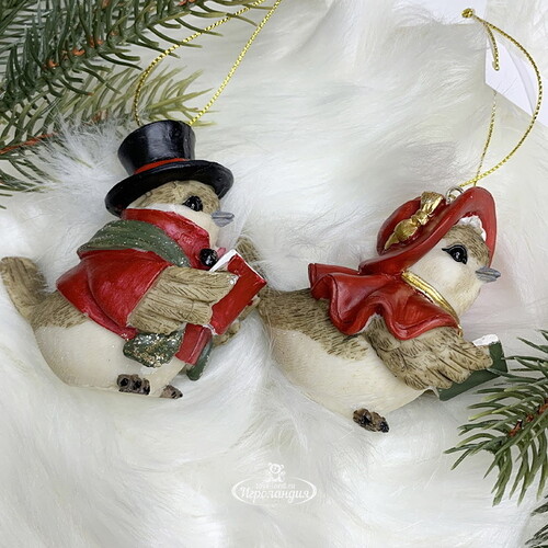 Набор елочных игрушек Рождественские Воробушки-Малютки 9 см, 2 шт, подвеска Goodwill