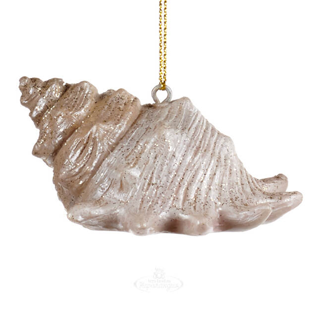 Елочная игрушка Ракушка с побережья Ривьеры 7 см светло-розовая, подвеска Goodwill