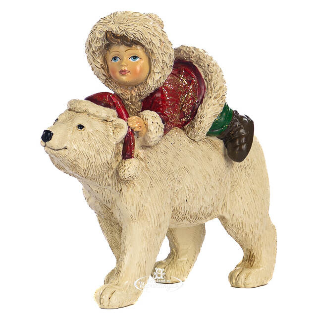 Новогодняя фигурка Девочка Гретта верхом на медведе 14 см Goodwill