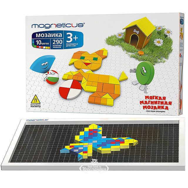Магнитная мозаика с игровым полем, 290 элементов Magneticus (Магнетикус)