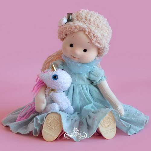 Мягкая кукла Аврора с единорогом Пудингом 38 см, Minimalini Budi Basa
