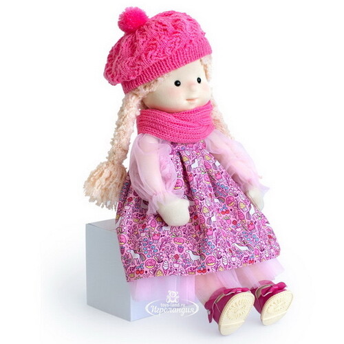 Мягкая кукла Аврора в шапочке и шарфе 38 см, Minimalini Budi Basa