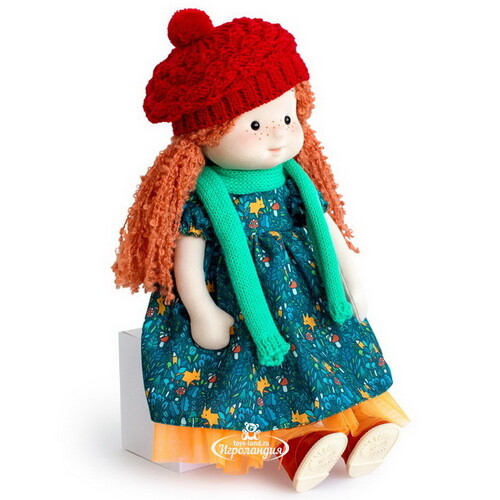 Мягкая кукла Ива в шапочке и шарфе 38 см, Minimalini Budi Basa