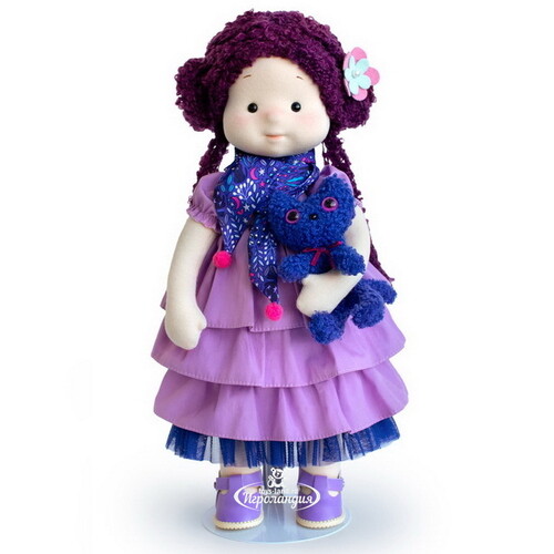 Мягкая кукла Тиана с кошечкой Черничкой 38 см, Minimalini Budi Basa