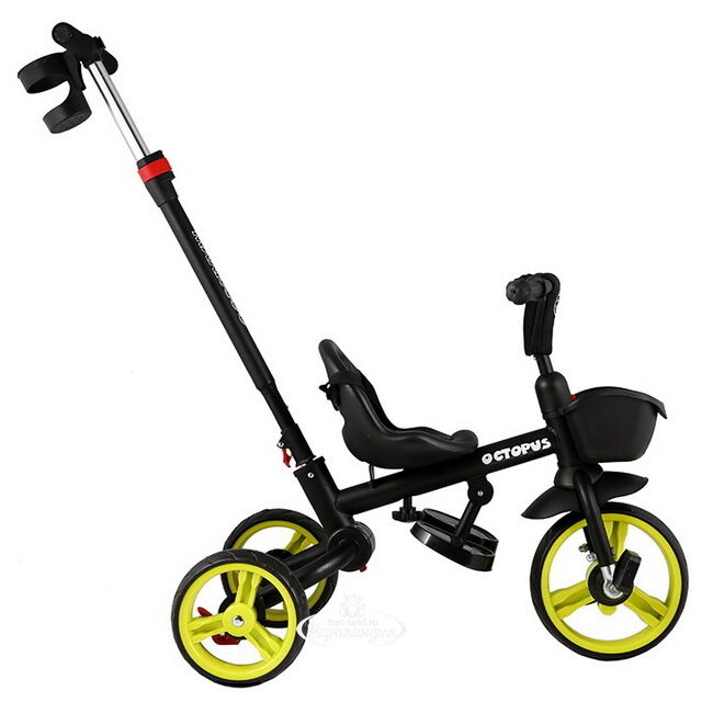 Трехколесный велосипед с ручкой Maxiscoo Octopus 8"/10" салатовый Maxiscoo (Максику)
