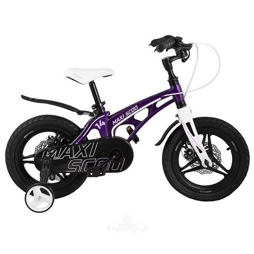 Двухколесный велосипед Maxiscoo Cosmic Delux 14" лиловый Maxiscoo