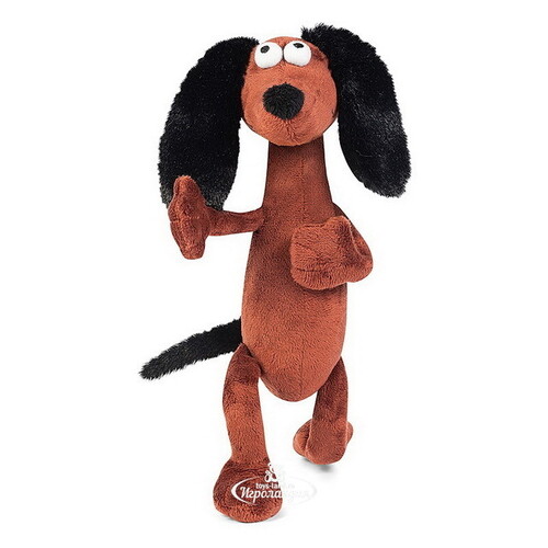 Мягкая игрушка на каркасе Собака Барбос - Чёрный Нос 22 см, коллекция Гнутики Maxitoys