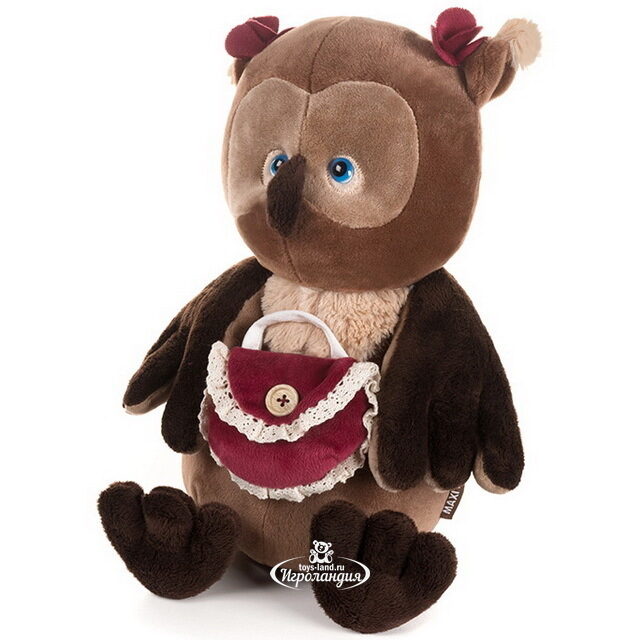 Мягкая игрушка Сова с красной сумочкой 25 см, коллекция Romantic Plush Club Maxitoys