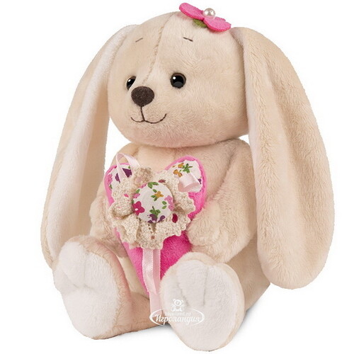 Мягкая игрушка Зайчик с розовым сердечком 25 см, коллекция Romantic Plush Club Maxitoys