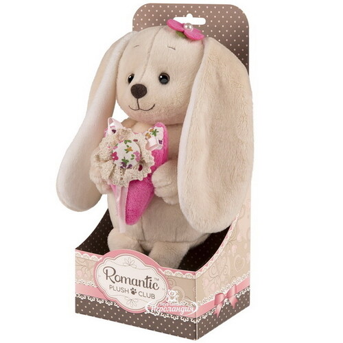 Мягкая игрушка Зайчик с розовым сердечком 25 см, коллекция Romantic Plush Club Maxitoys