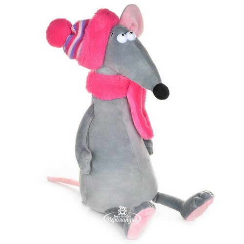 Мягкая игрушка Крыса Лариска в шарфе и шапочке 28 см Maxitoys