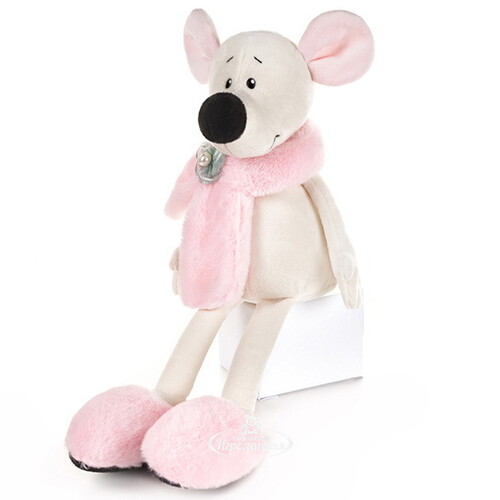 Мягкая игрушка Крыса Василиса в розовом шарфике и тапочках 23 см Maxitoys