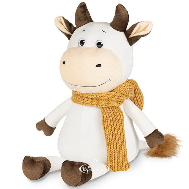 Мягкая игрушка Бычок Афоня в шарфе 28 см Maxitoys