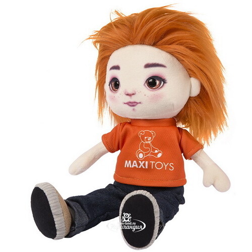 Мягкая кукла Бориска в футболке и джинсах 35 см Maxitoys
