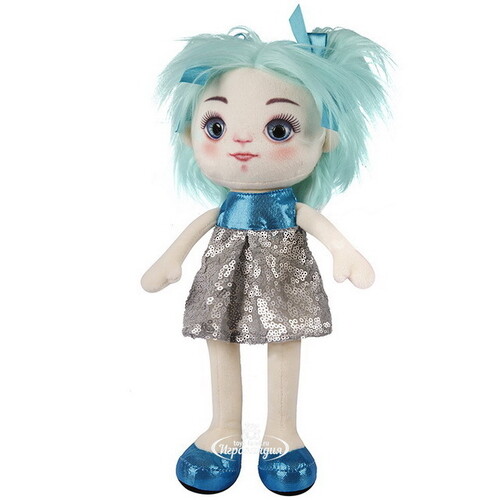 Мягкая кукла Карина в сине-серебряном платье 35 см Maxitoys