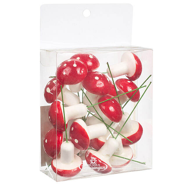 Декоративные Мухоморчики Waldpilze 4 см, 16 шт, на проволоке Koopman