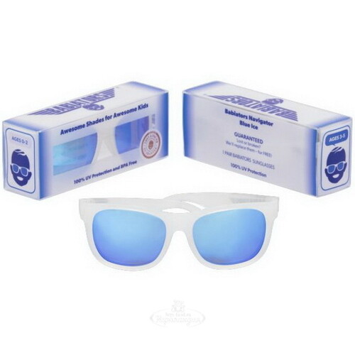 Детские солнцезащитные очки Babiators Original Navigator. Синий лёд, 3-5 лет, с полупрозрачной оправой Babiators