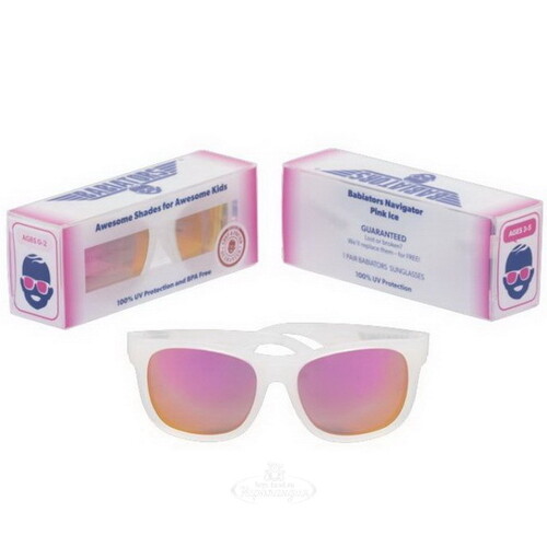Детские солнцезащитные очки Babiators Original Navigator Розовый лёд, 3-5 лет, с полупрозрачной оправой Babiators