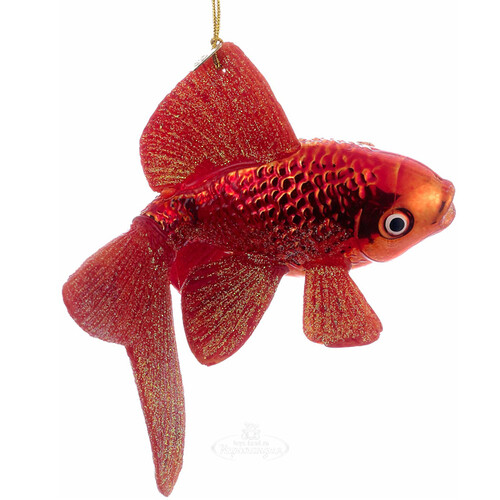 Стеклянная елочная игрушка Золотая Рыбка Терранс 13 см, подвеска Kurts Adler
