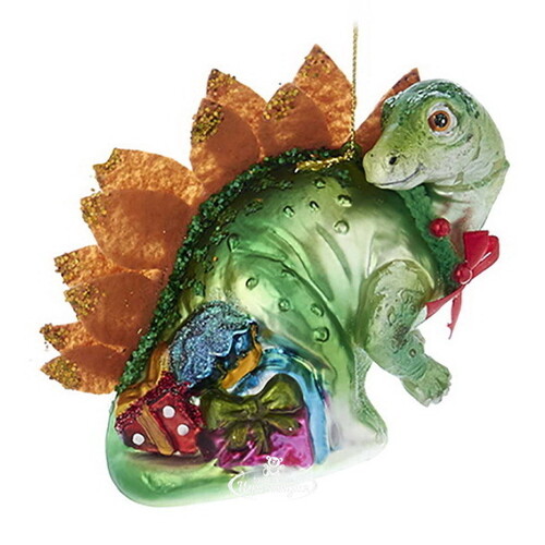 Стеклянная елочная игрушка Динозавр Брахиозавр - Рождество Юрского периода 10 см, подвеска Kurts Adler