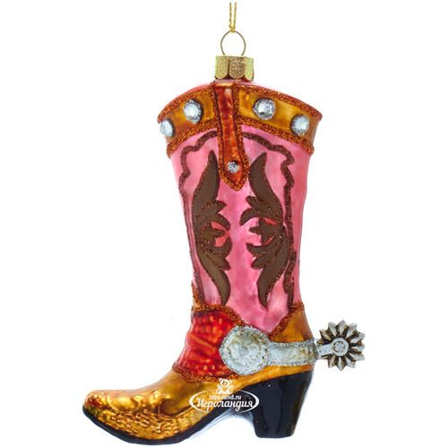 Стеклянная елочная игрушка Волшебный Сапожок Шарля Перро 12 см розовый, подвеска Kurts Adler