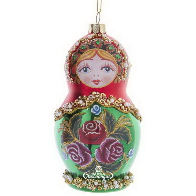 Стеклянная елочная игрушка Матрешка - Russian Doll Lada 12 см, подвеска Kurts Adler