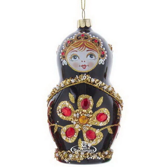 Стеклянная елочная игрушка Матрешка - Russian Doll Zlata 12 см, подвеска Kurts Adler
