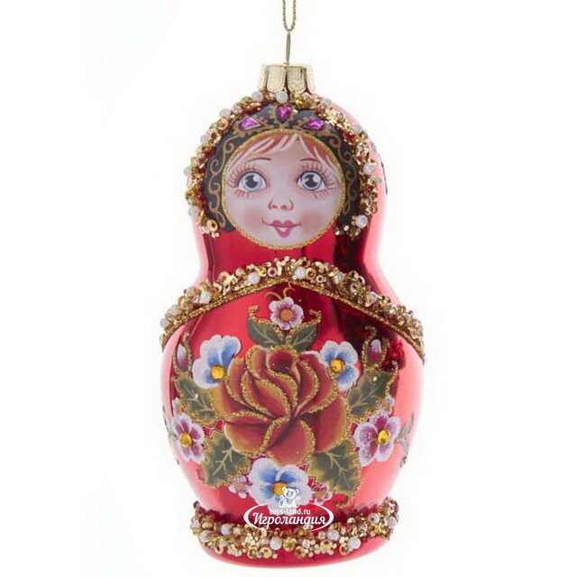 Стеклянная елочная игрушка Russian Doll Radmila 12 см, подвеска Kurts Adler