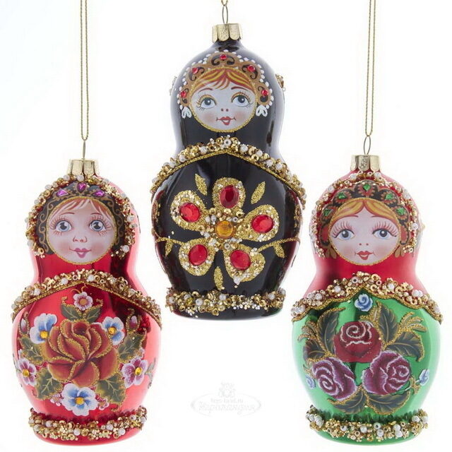 Стеклянная елочная игрушка Матрешка - Russian Doll Lada 12 см, подвеска Kurts Adler