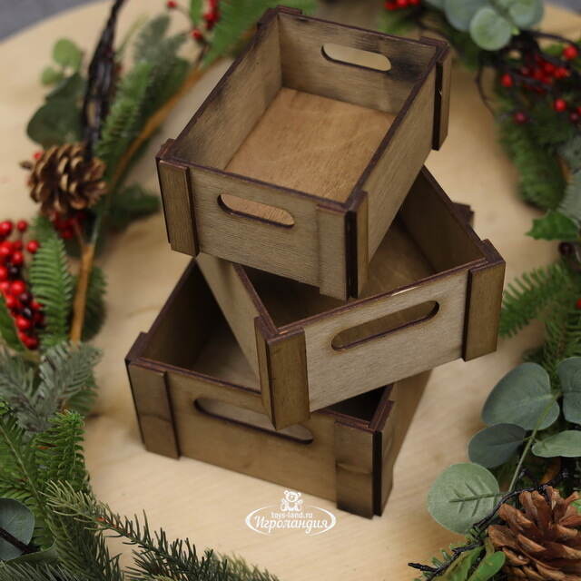 Набор ящиков для хранения Zorg 15-19 см, 3 шт, дерево Christmas Apple