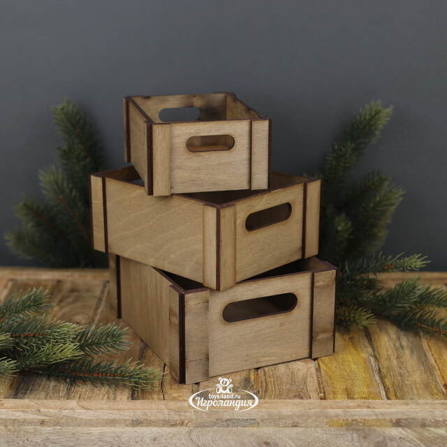 Набор ящиков для хранения Zorg 15-19 см, 3 шт, дерево Christmas Apple