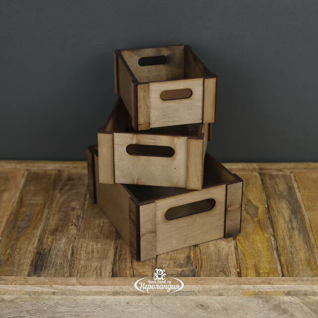 Набор ящиков для хранения Zorg 15-19 см, 3 шт, дерево Christmas Apple