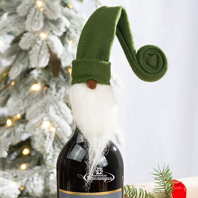 Украшение на бутылку Колпак Гнома Роланда 48 см, зелёный Swerox
