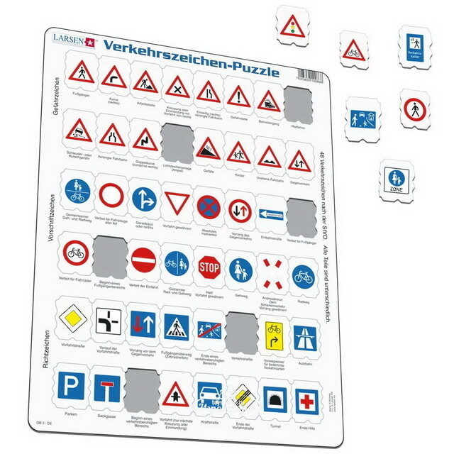 Обучающий пазл Дорожные знаки, 48 элементов, 37*29 см LARSEN
