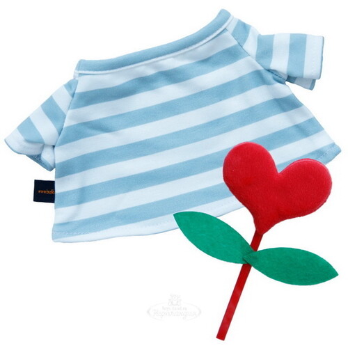 Одежда для Кота Басика 25 см - Тельняшка и фетровое сердечко на палочке Budi Basa