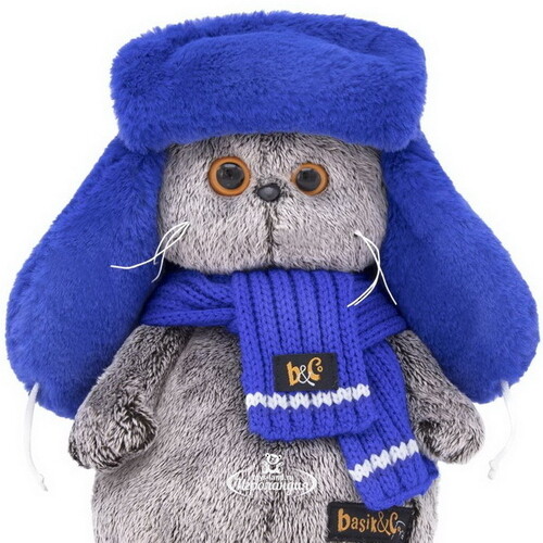 Одежда для Кота Басика 25 см - Синяя шапка-ушанка Budi Basa