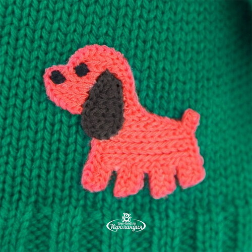 Одежда для Кота Басика 25 см - Зеленый вязаный свитер с собачкой Budi Basa