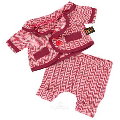 Одежда для Кота Басика 25 см - Красный пиджак и брюки в ёлочку Budi Basa